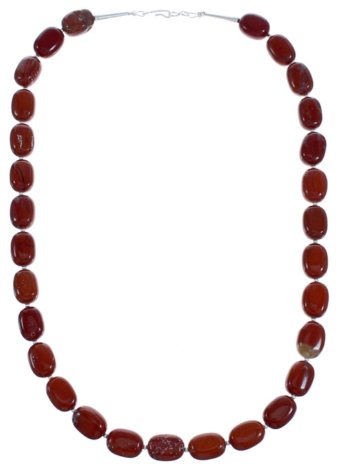 Southwest Sterling Silver Poppy Jasper Bead Necklace RX119204